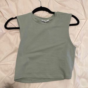 Zara Muted Green Crop Tank